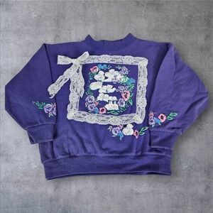 Vintage Spumoni Purple Puffy Paint Baby Animal Sweatshirt Size Large Girls M73‎
